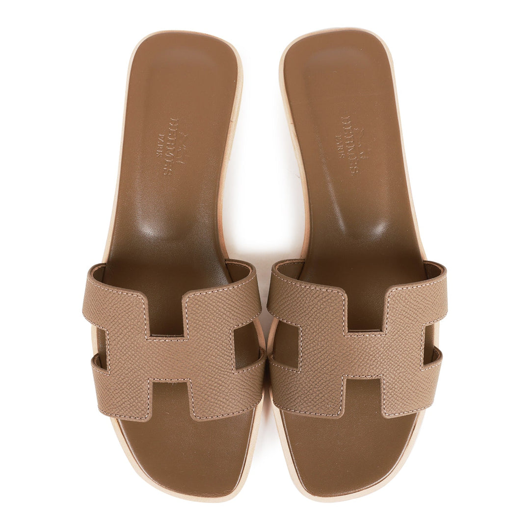 Top quality Hermes Oran Sandals Etoupe Epsom 36.5