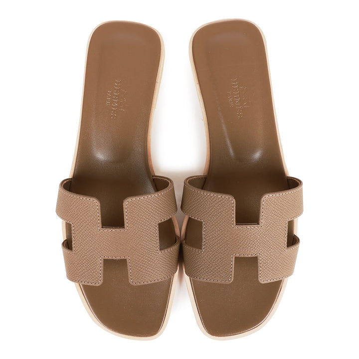 Top quality Hermes Oran Sandals Etoupe Epsom 36.5