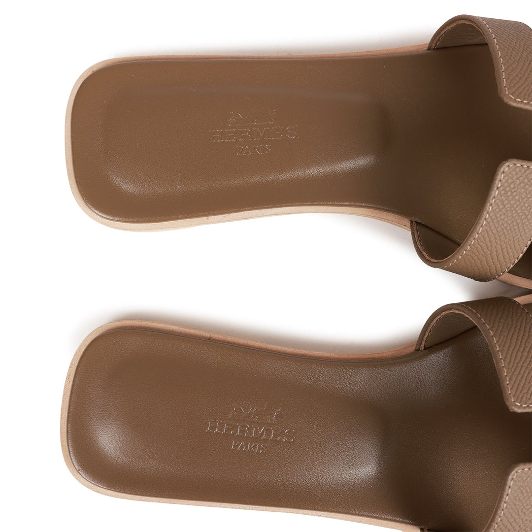 Top quality Hermes Oran Sandals Etoupe Epsom 36.5