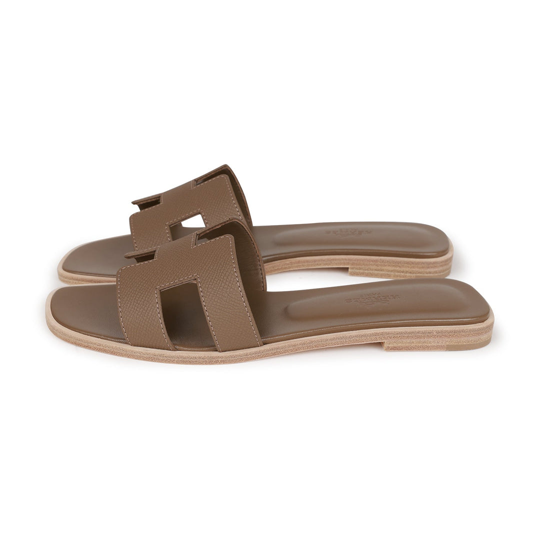 Top quality Hermes Oran Sandals Etoupe Epsom 36.5