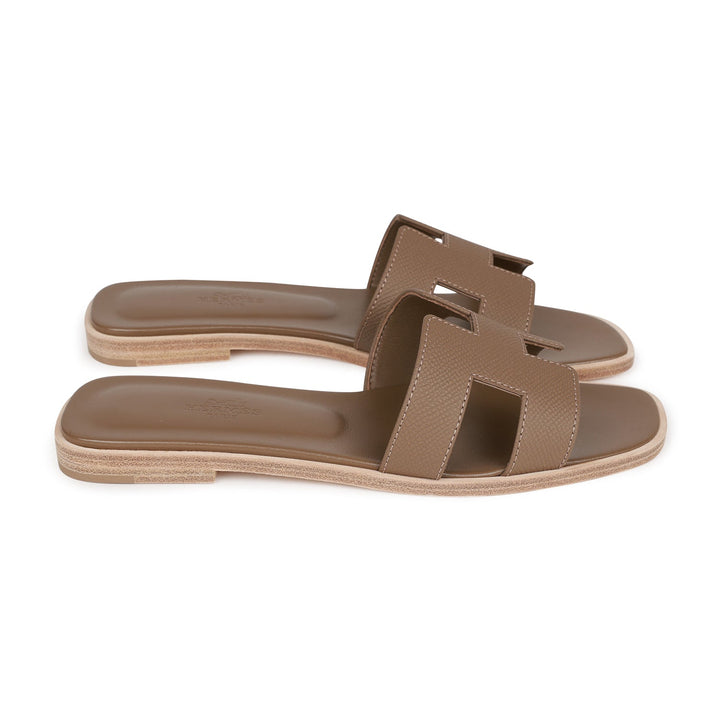 Top quality Hermes Oran Sandals Etoupe Epsom 36.5