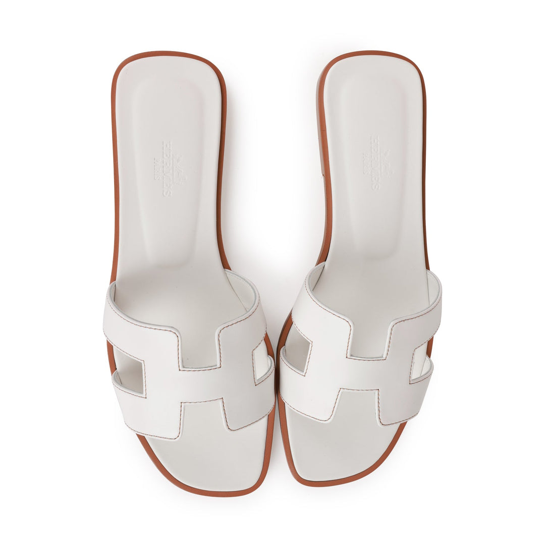Top quality Hermes Oran Sandals White Box Calfskin 38