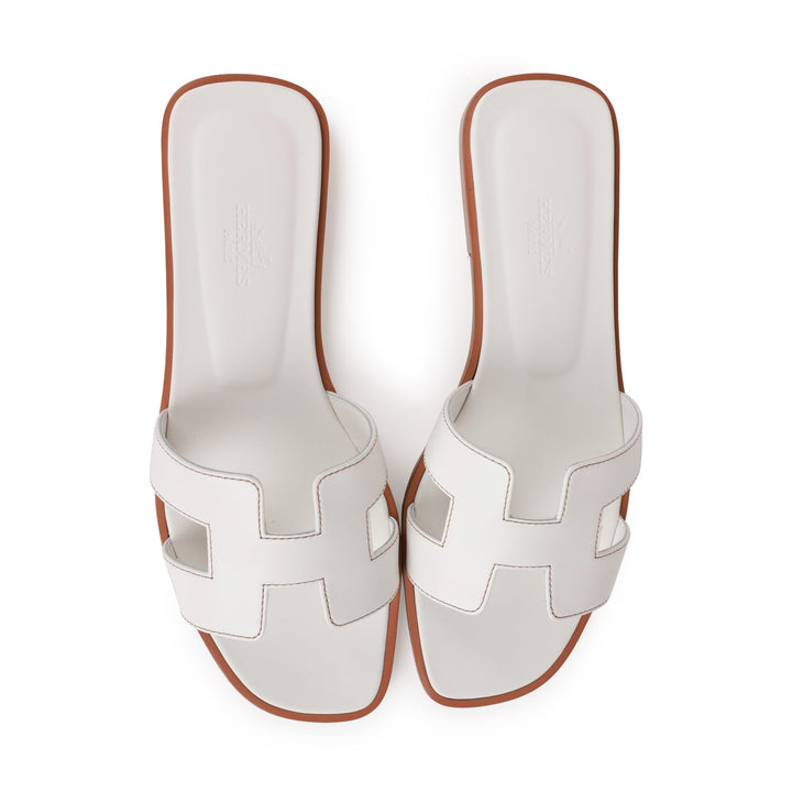 Top quality Hermes Oran Sandals White Box Calfskin 38