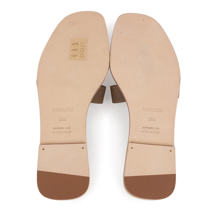 Top quality Hermes Oran Sandals Etoupe Epsom 36.5