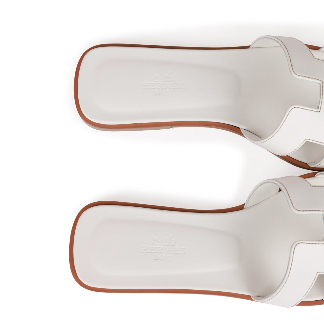 Top quality Hermes Oran Sandals White Box Calfskin 38
