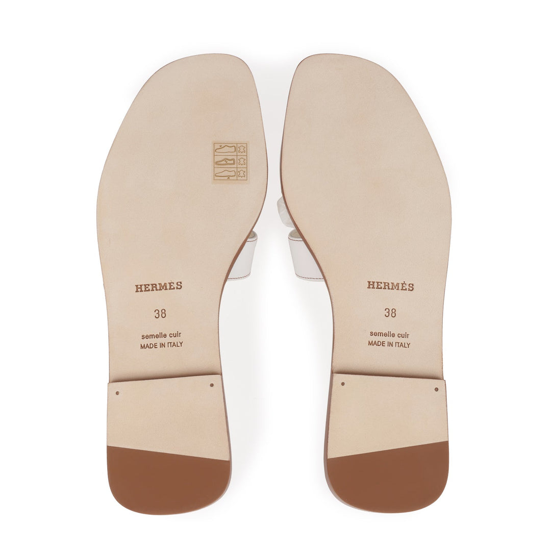Top quality Hermes Oran Sandals White Box Calfskin 38