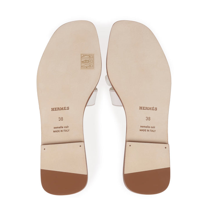 Top quality Hermes Oran Sandals White Box Calfskin 38