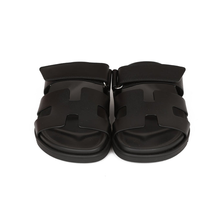 Top quality Hermes Chypre Sandals Black Calfskin 37