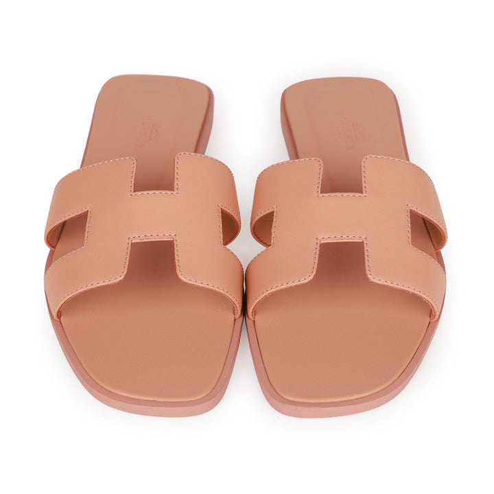 Top quality Hermes Oran Sandals Rouge Blush Box Calfskin 38