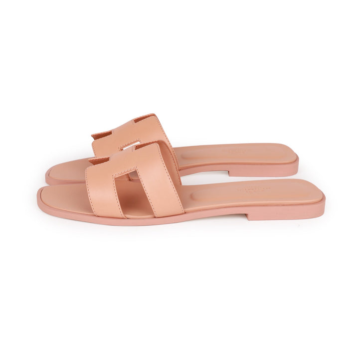 Top quality Hermes Oran Sandals Rouge Blush Box Calfskin 38