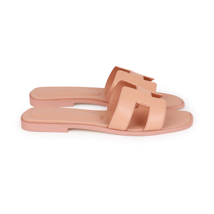 Top quality Hermes Oran Sandals Rouge Blush Box Calfskin 38
