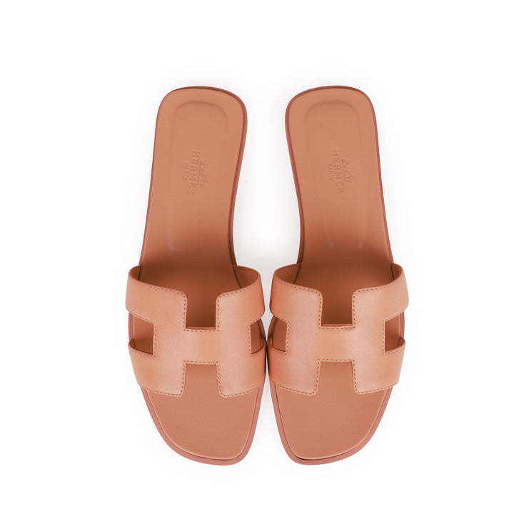 Top quality Hermes Oran Sandals Rouge Blush Box Calfskin 38