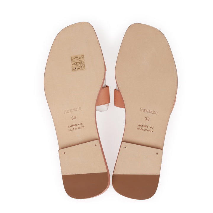 Top quality Hermes Oran Sandals Rouge Blush Box Calfskin 38