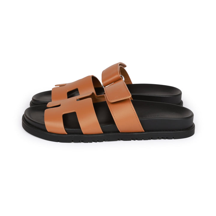 Top quality Hermes Chypre Sandals Gold Calfskin 37