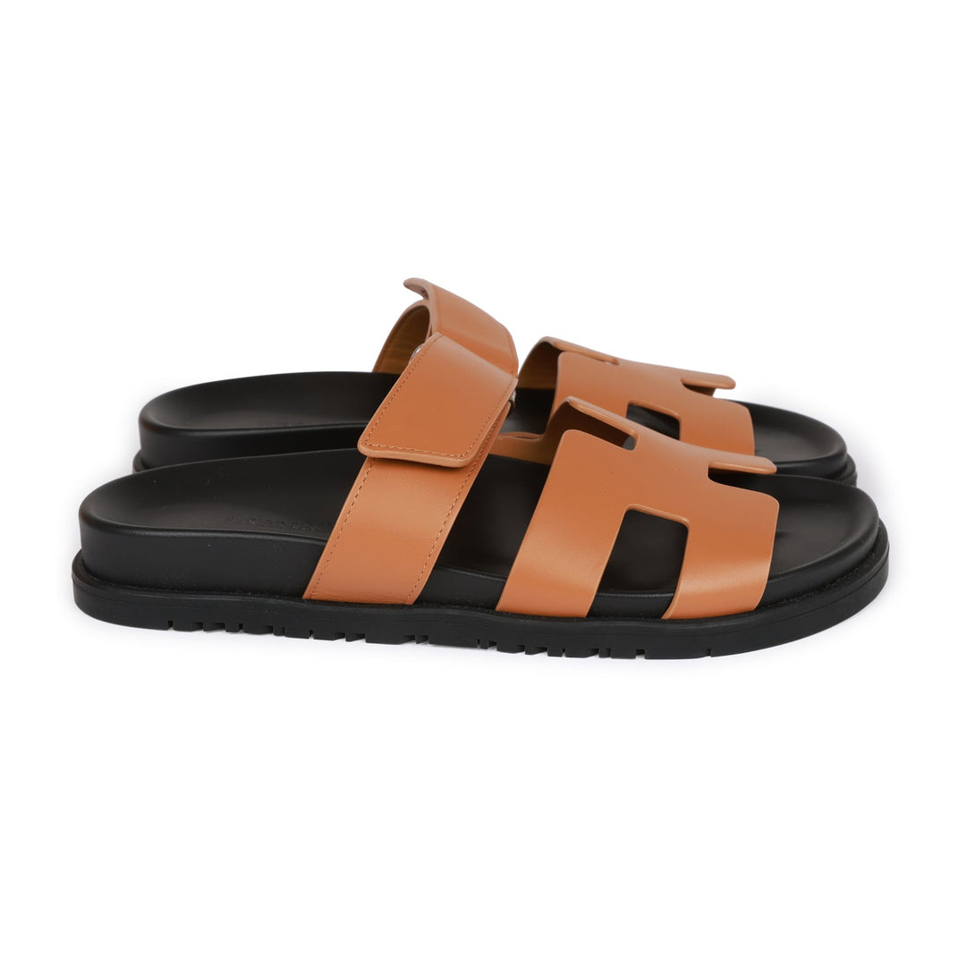 Top quality Hermes Chypre Sandals Gold Calfskin 37