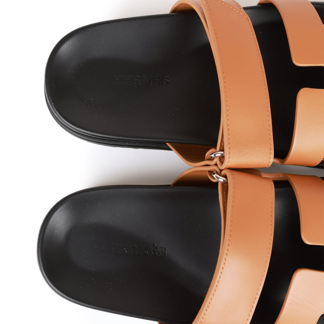 Top quality Hermes Chypre Sandals Gold Calfskin 37