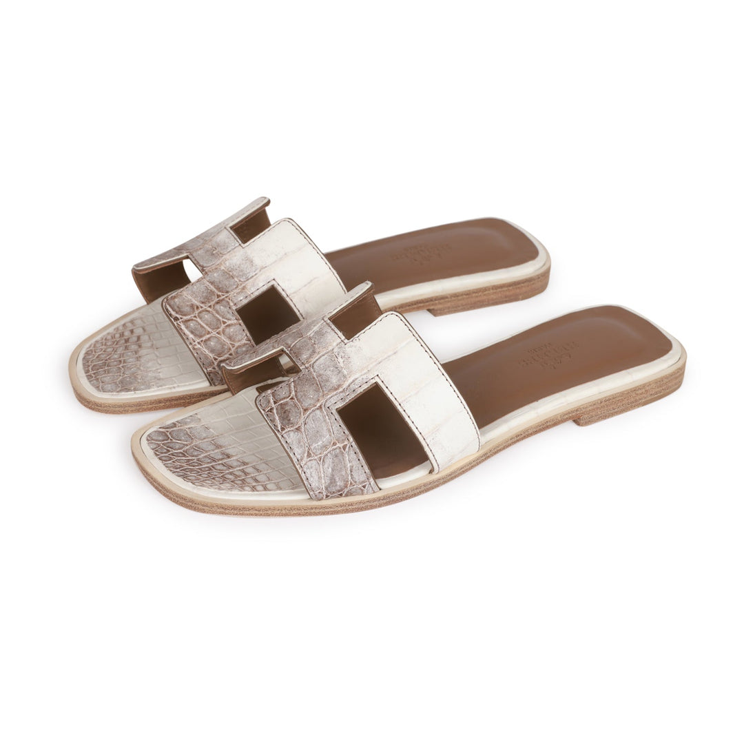 Top quality Hermes Oran Sandals Himalaya Niloticus Crocodile 36