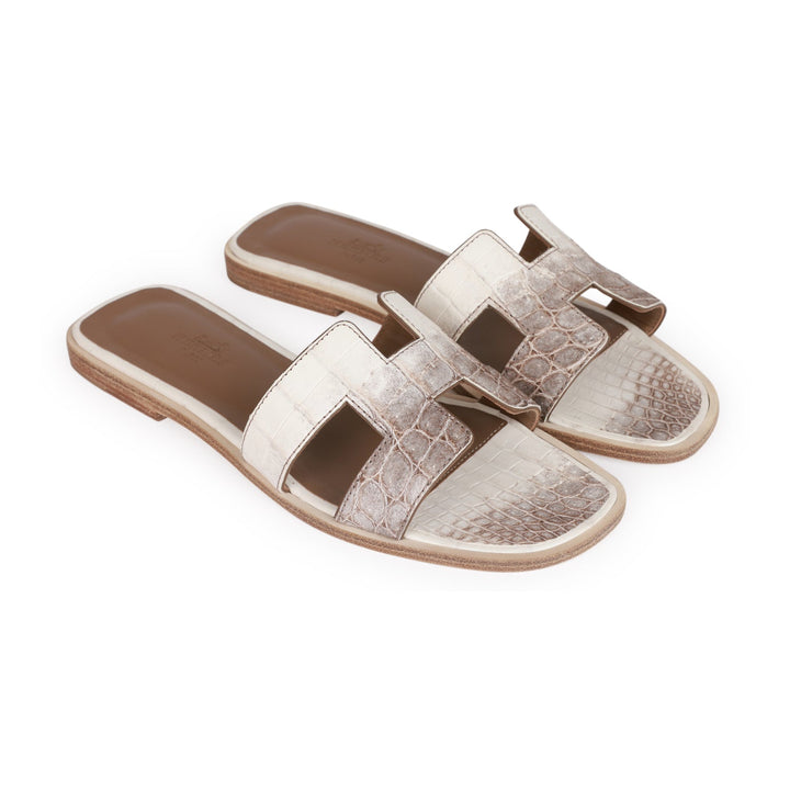 Top quality Hermes Oran Sandals Himalaya Niloticus Crocodile 36