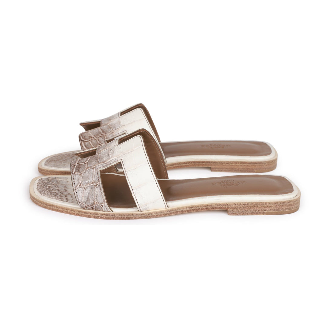 Top quality Hermes Oran Sandals Himalaya Niloticus Crocodile 36