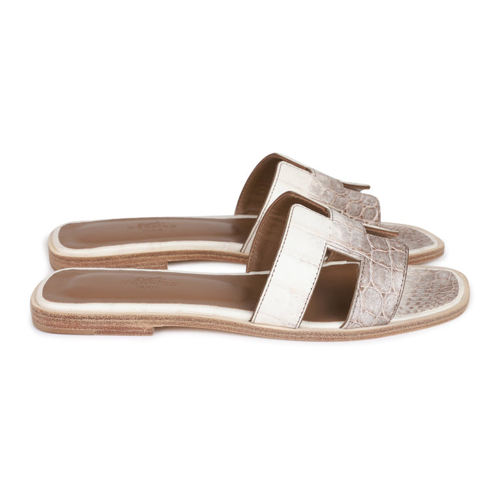 Top quality Hermes Oran Sandals Himalaya Niloticus Crocodile 36