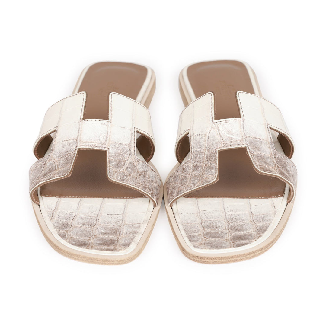 Top quality Hermes Oran Sandals Himalaya Niloticus Crocodile 38.5