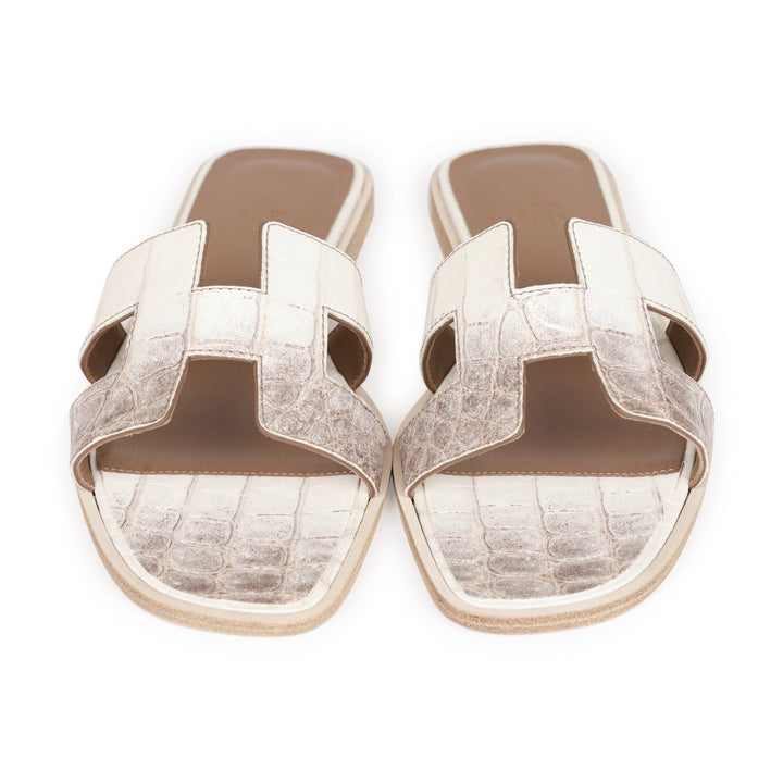 Top quality Hermes Oran Sandals Himalaya Niloticus Crocodile 38.5