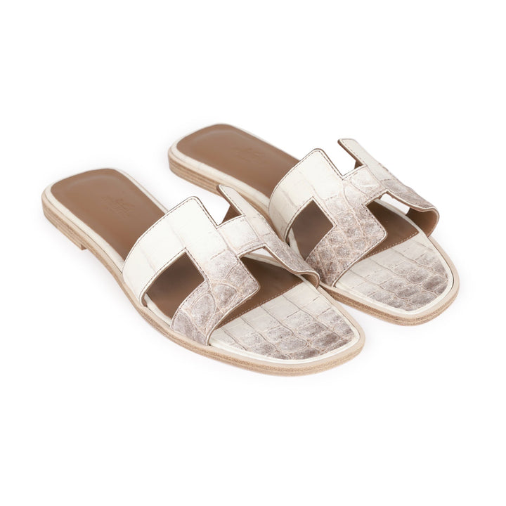Top quality Hermes Oran Sandals Himalaya Niloticus Crocodile 38.5