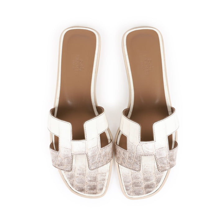 Top quality Hermes Oran Sandals Himalaya Niloticus Crocodile 38.5