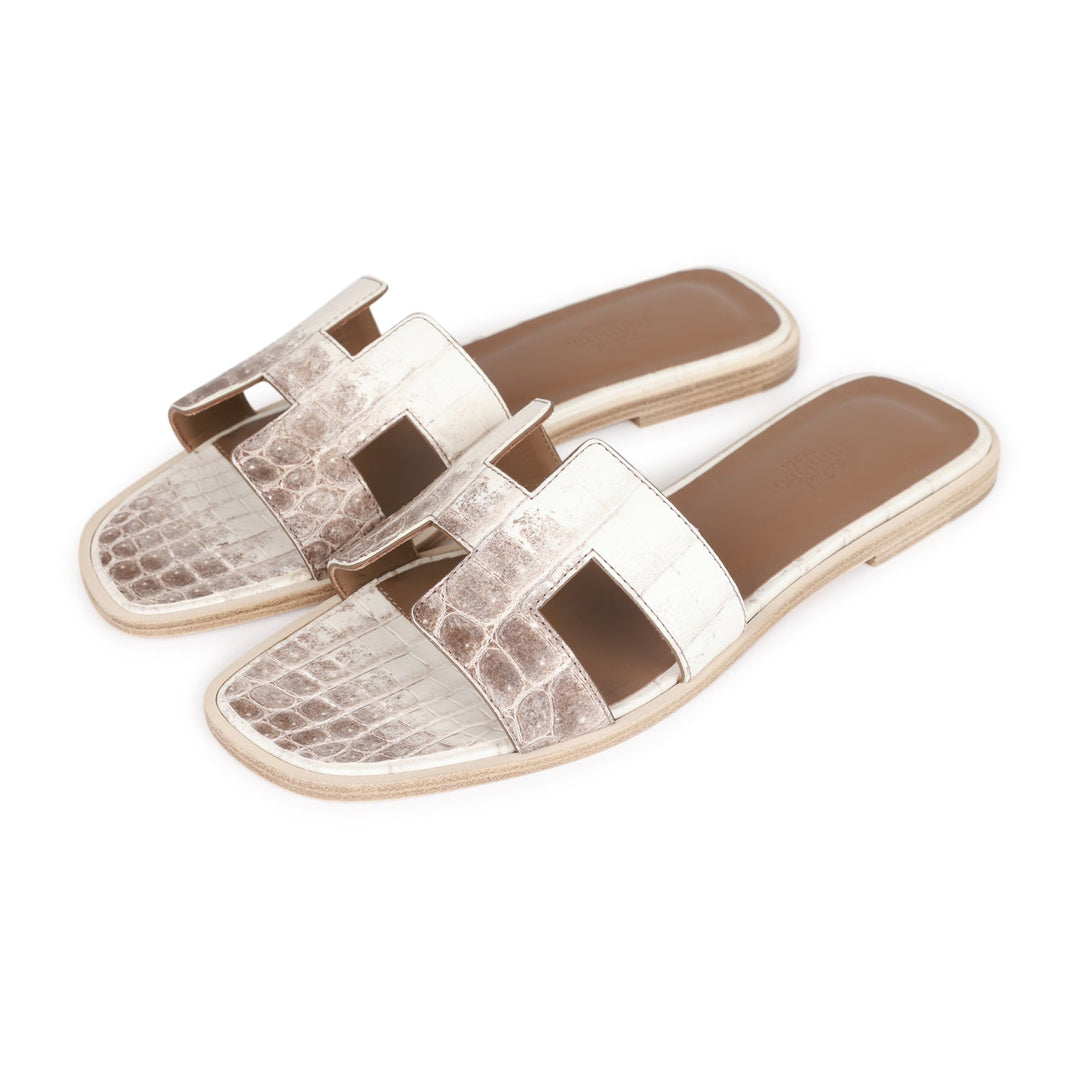 Top quality Hermes Oran Sandals Himalaya Niloticus Crocodile 38