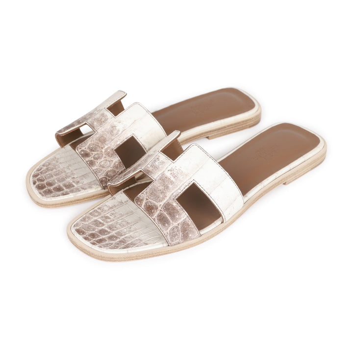 Top quality Hermes Oran Sandals Himalaya Niloticus Crocodile 38