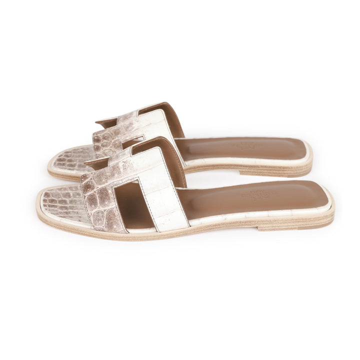 Top quality Hermes Oran Sandals Himalaya Niloticus Crocodile 38