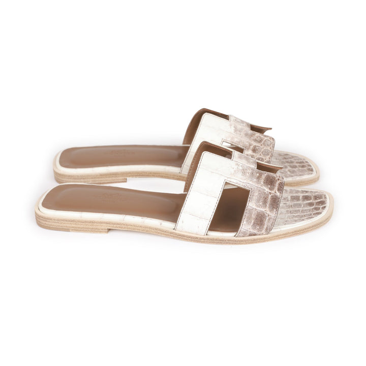 Top quality Hermes Oran Sandals Himalaya Niloticus Crocodile 38