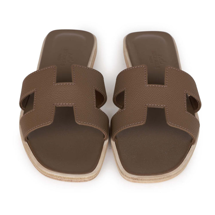 Top quality Hermes Oran Sandals Etoupe Epsom 35