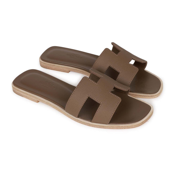 Top quality Hermes Oran Sandals Etoupe Epsom 35