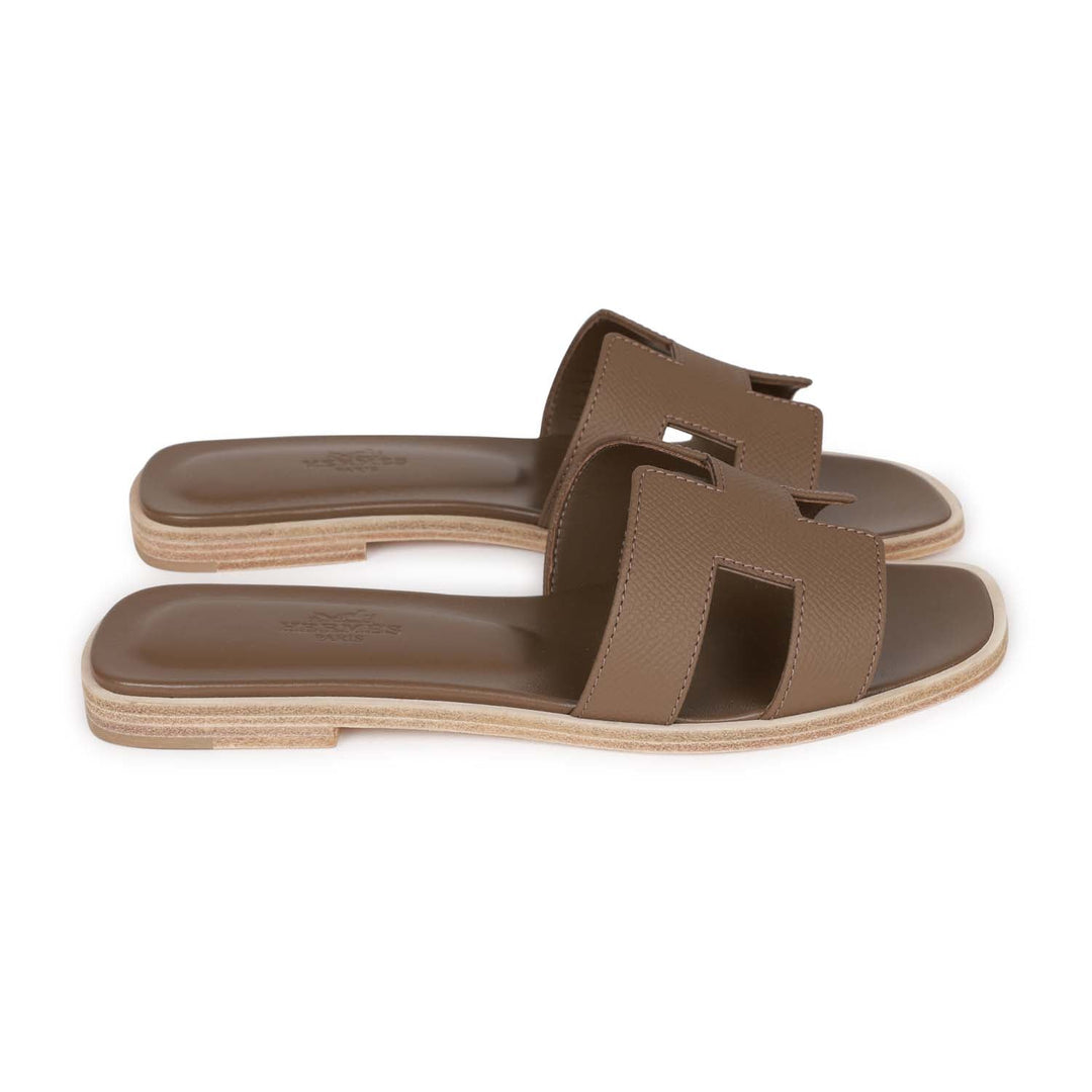 Top quality Hermes Oran Sandals Etoupe Epsom 35