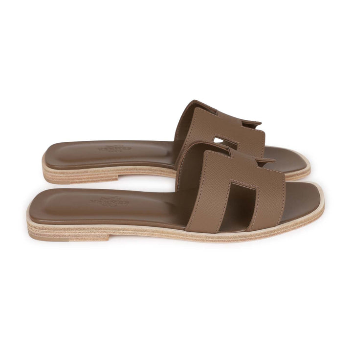 Top quality Hermes Oran Sandals Etoupe Epsom 35