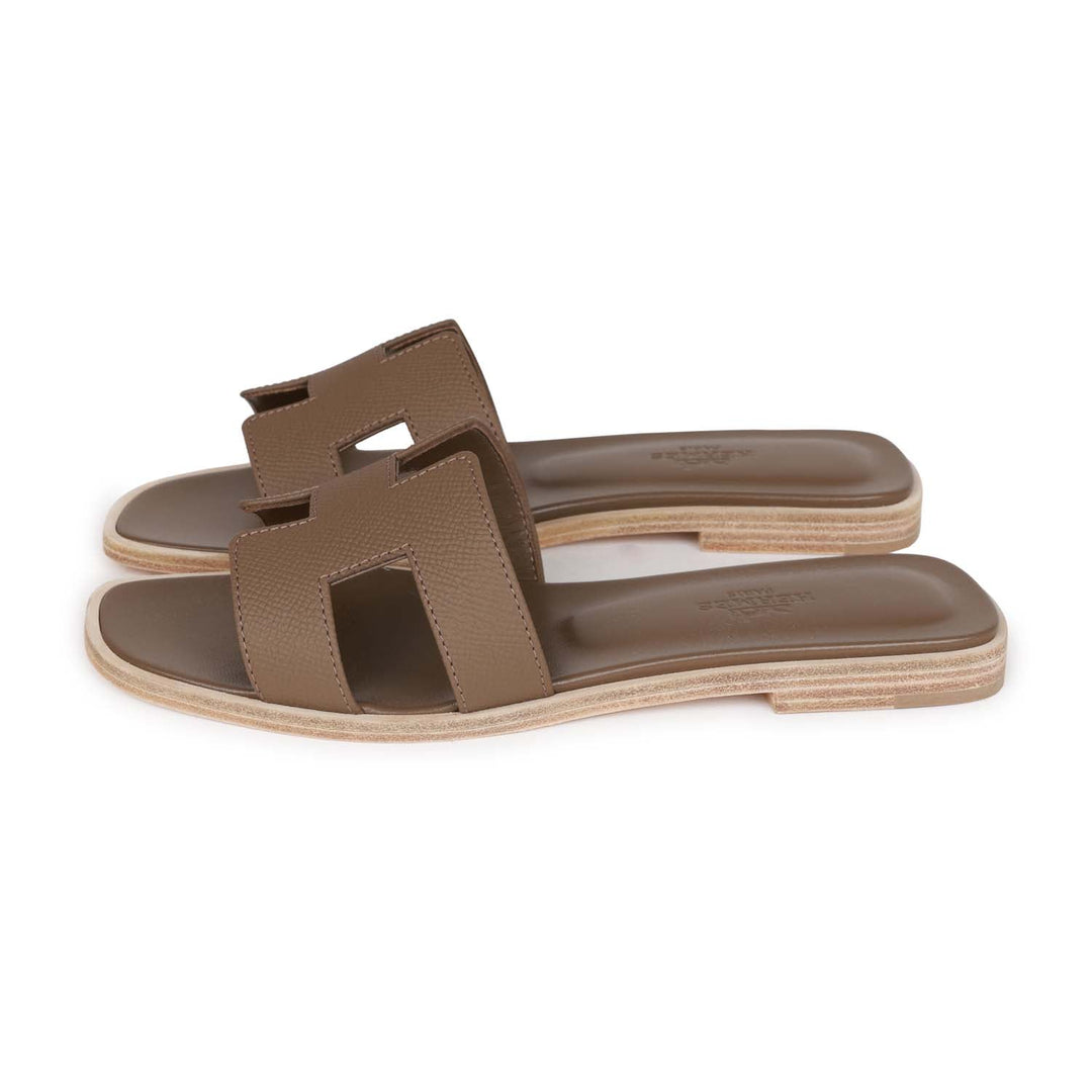 Top quality Hermes Oran Sandals Etoupe Epsom 35