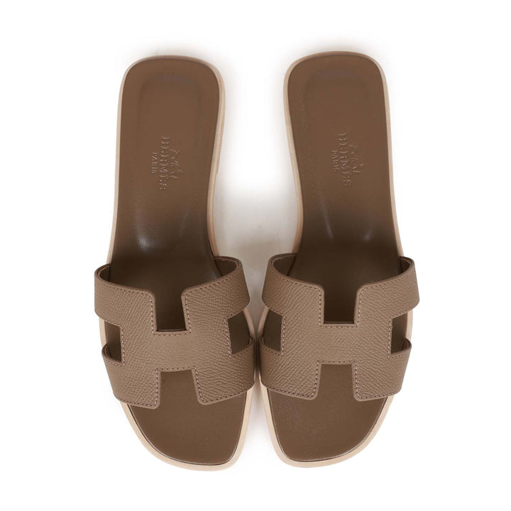 Top quality Hermes Oran Sandals Etoupe Epsom 35