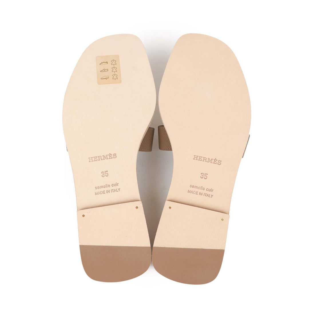 Top quality Hermes Oran Sandals Etoupe Epsom 35
