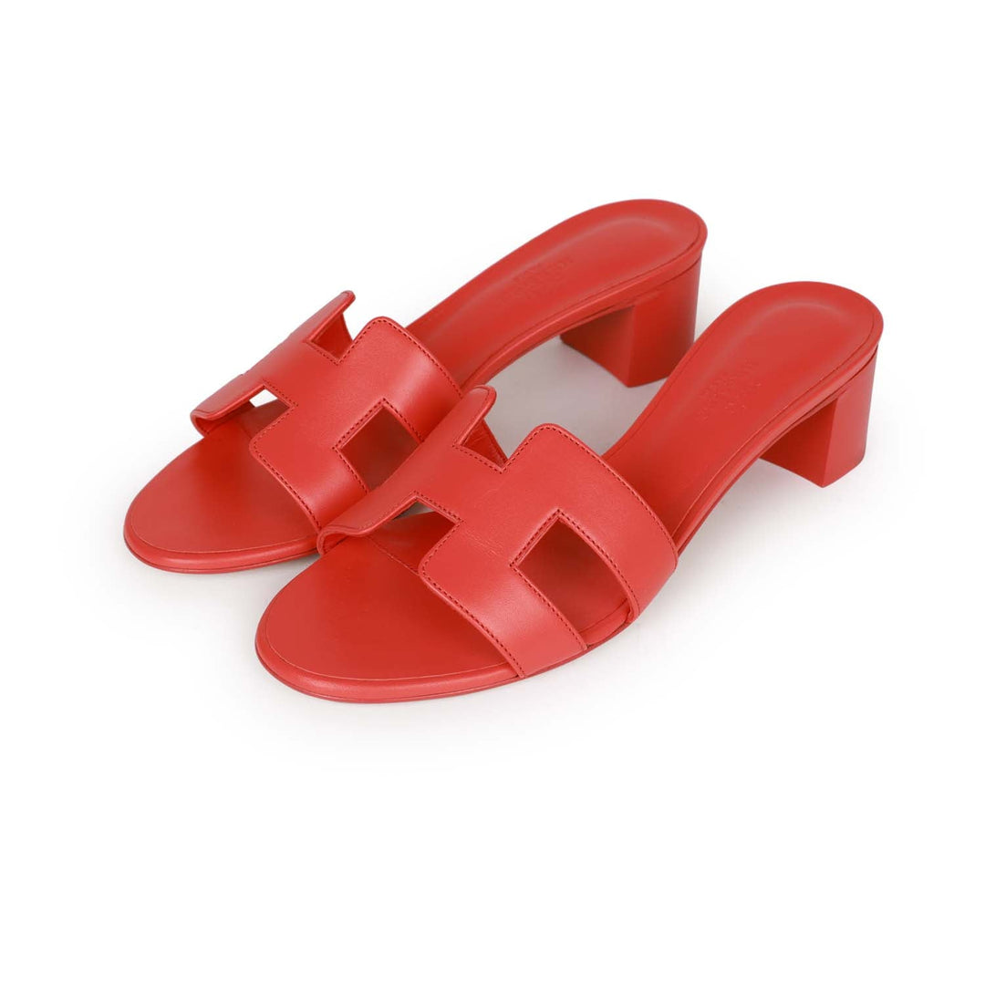 Top quality Hermes Oasis Sandals Rose Jaipur Calfskin 37
