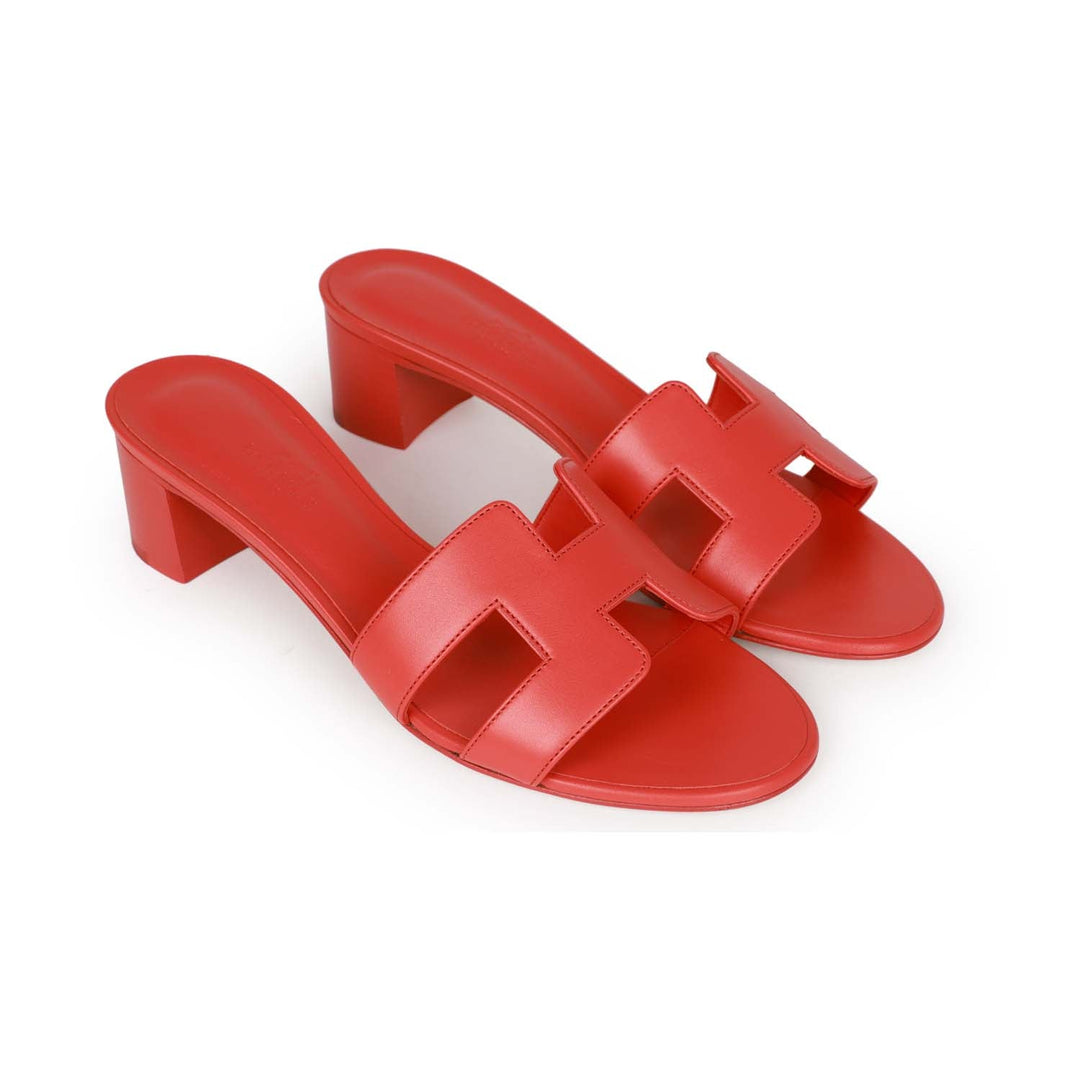 Top quality Hermes Oasis Sandals Rose Jaipur Calfskin 37