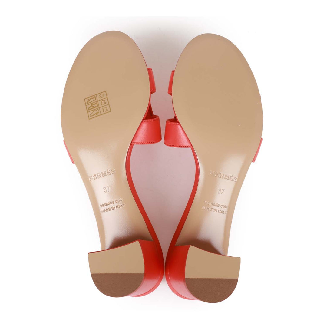 Top quality Hermes Oasis Sandals Rose Jaipur Calfskin 37