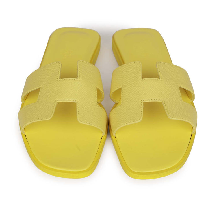 Top quality Hermes Oran Sandals Lime Epsom 38