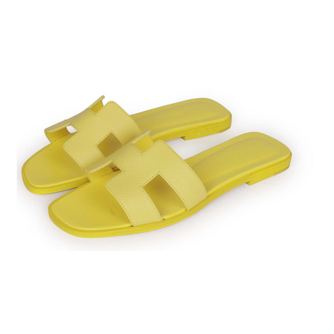 Top quality Hermes Oran Sandals Lime Epsom 38