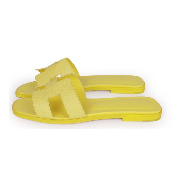 Top quality Hermes Oran Sandals Lime Epsom 38