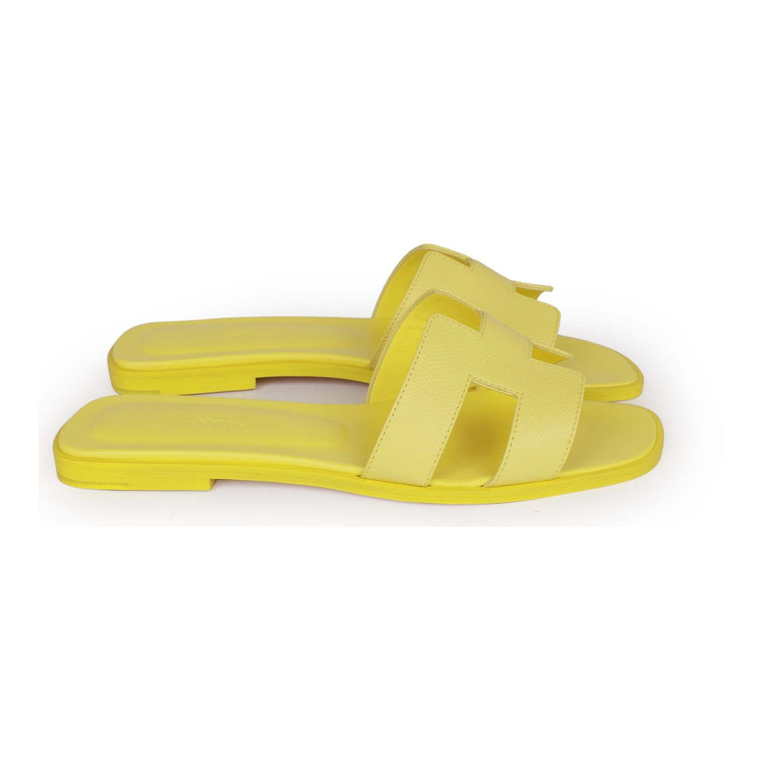 Top quality Hermes Oran Sandals Lime Epsom 38