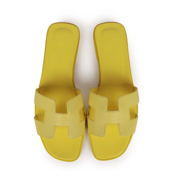 Top quality Hermes Oran Sandals Lime Epsom 38