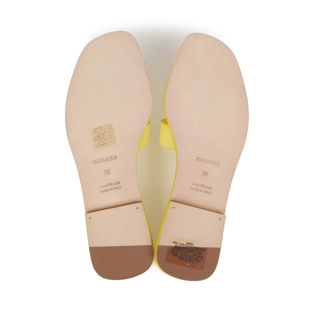 Top quality Hermes Oran Sandals Lime Epsom 38