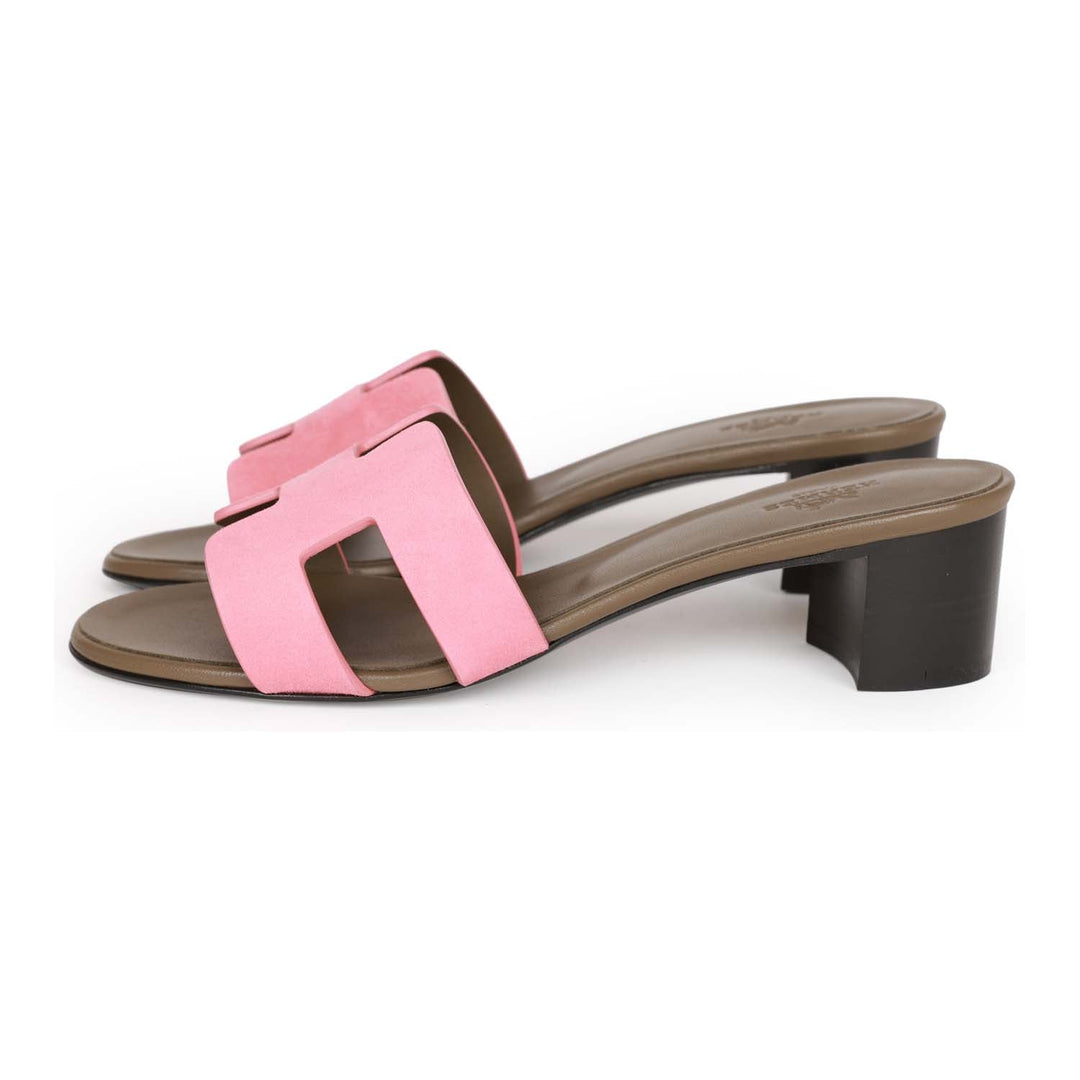Top quality Hermes Oasis Sandals Rose Suede 36.5