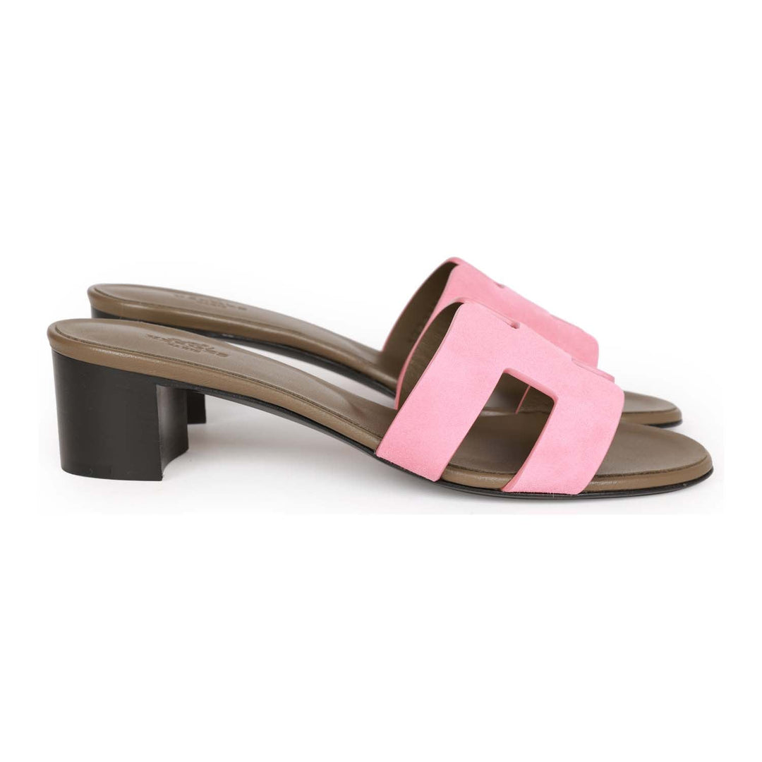 Top quality Hermes Oasis Sandals Rose Suede 36.5